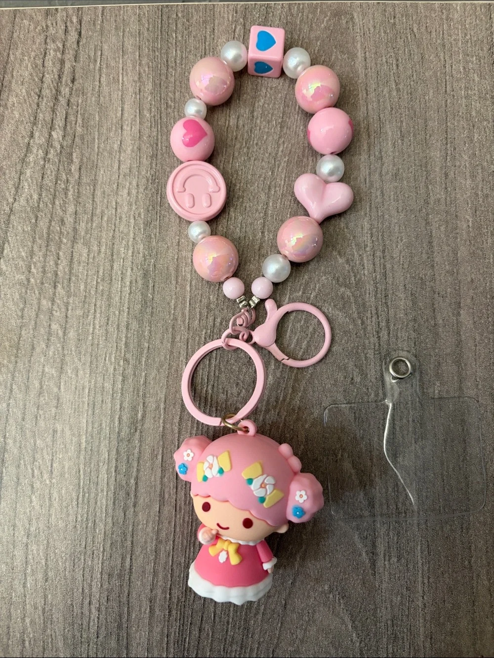Lala Pink Cute Beaded Phone Charm Keychain - NWOT